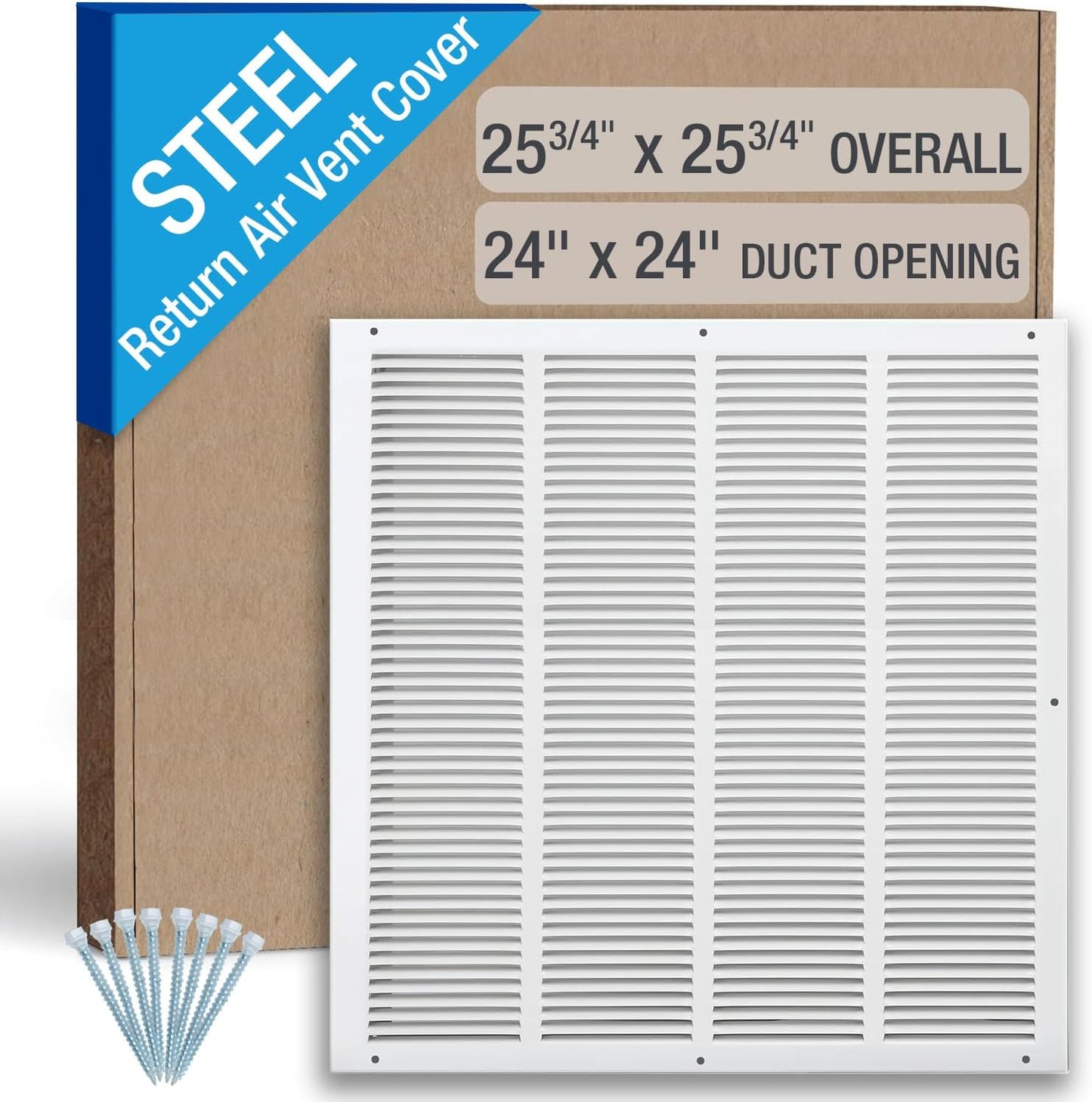 Rejilla ventilación acero aletas 24x24pulg blanco resistente