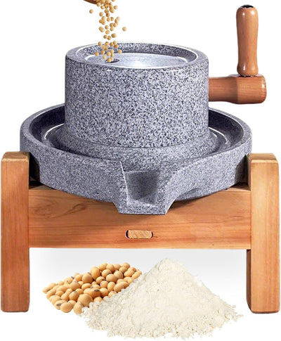 Molinillo piedra manual soporte madera para trigo harina café
