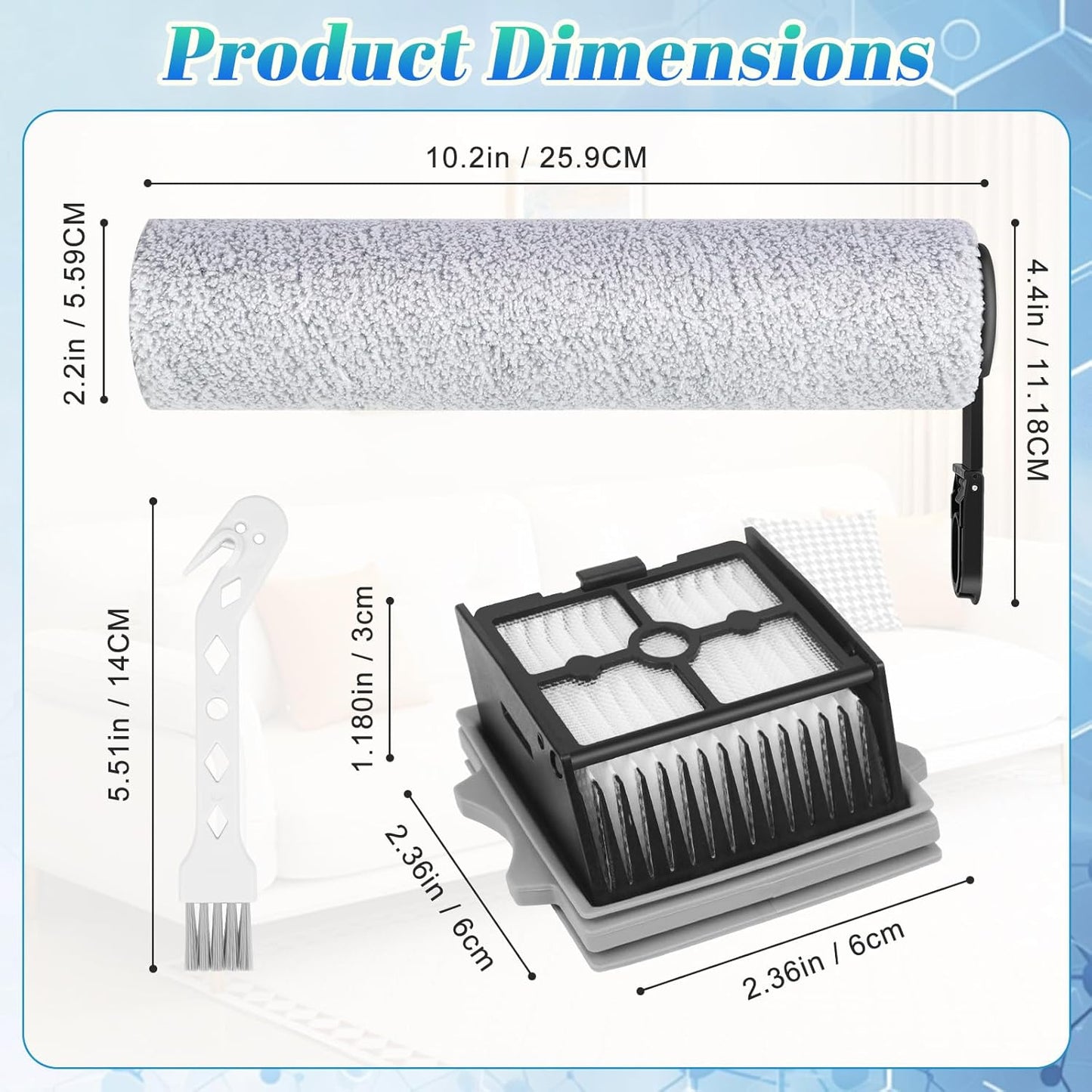 Repuesto cepillo rodillo filtros HEPA Tineco Floor One S6/S7