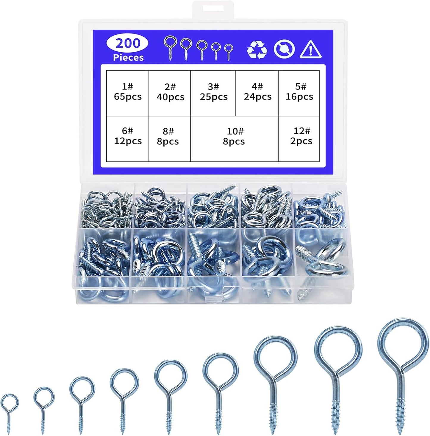 200 Pzas Ojos Pequeños para Madera Ganchos Metal Autorroscantes