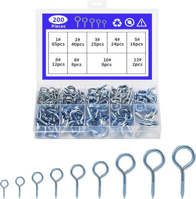 200 Pzas Ojos Pequeños para Madera Ganchos Metal Autorroscantes