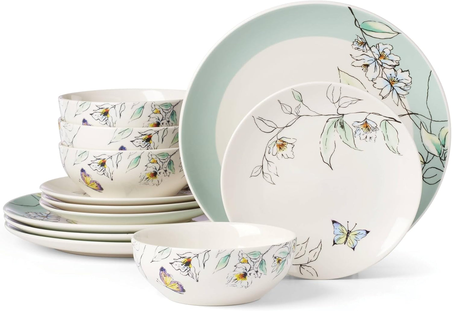Juego 12 Pzas Vajilla Porcelana Servicio 6 Blancas