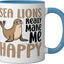 Taza Cerámica León Marino Azul/Blanco Humorístico