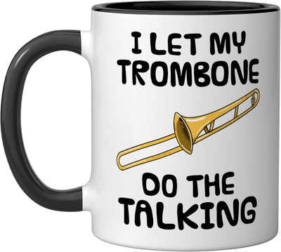 Taza cerámica para trombonista introvertido negro/blanco