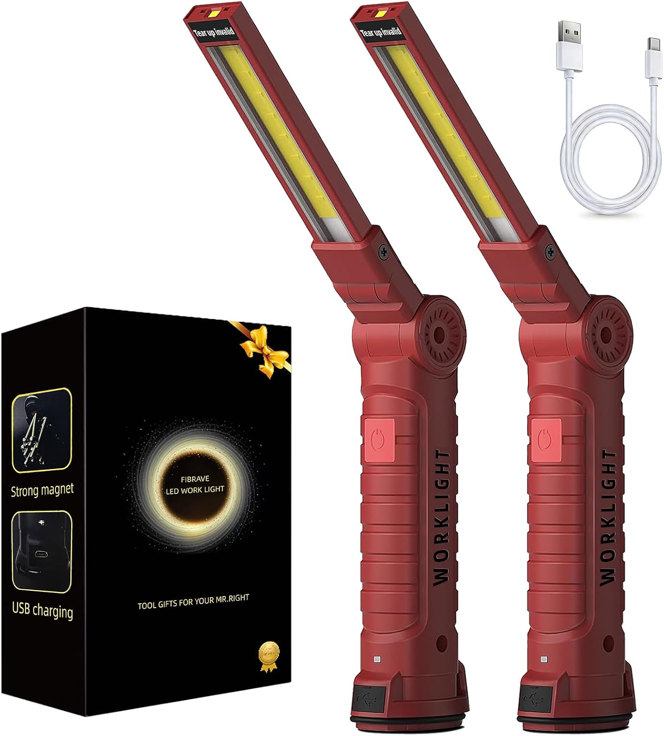 Luz trabajo recargable mecánico 5 modos con gancho magnético