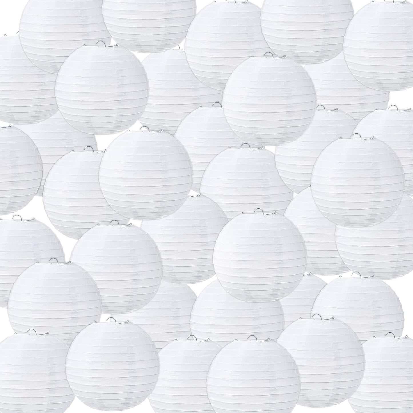 Set 48 Faroles Papel Blanco Colgantes 6pulg
