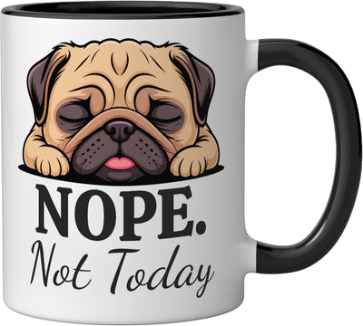 Taza de cerámica con diseño de perro pug durmiendo negro/blanco