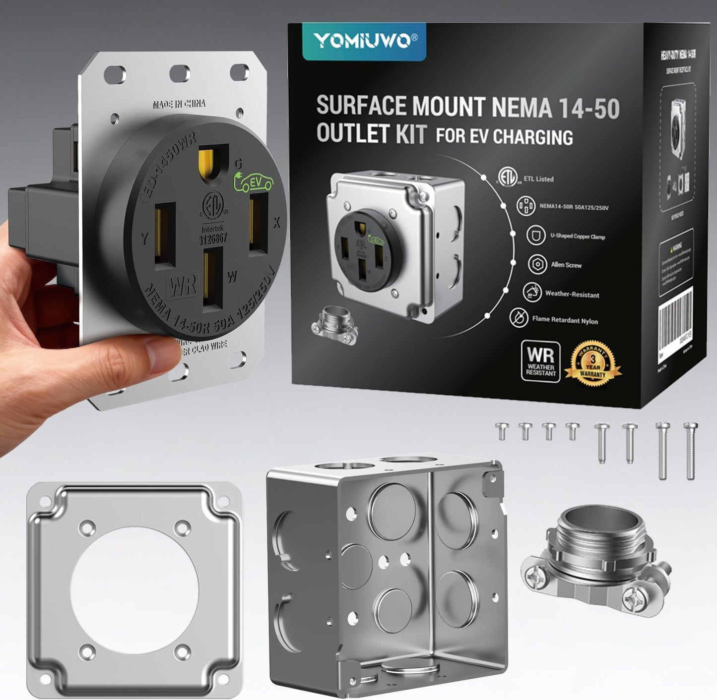 Toma corriente EV Nema 14-50 50A resistente 2.42pulg