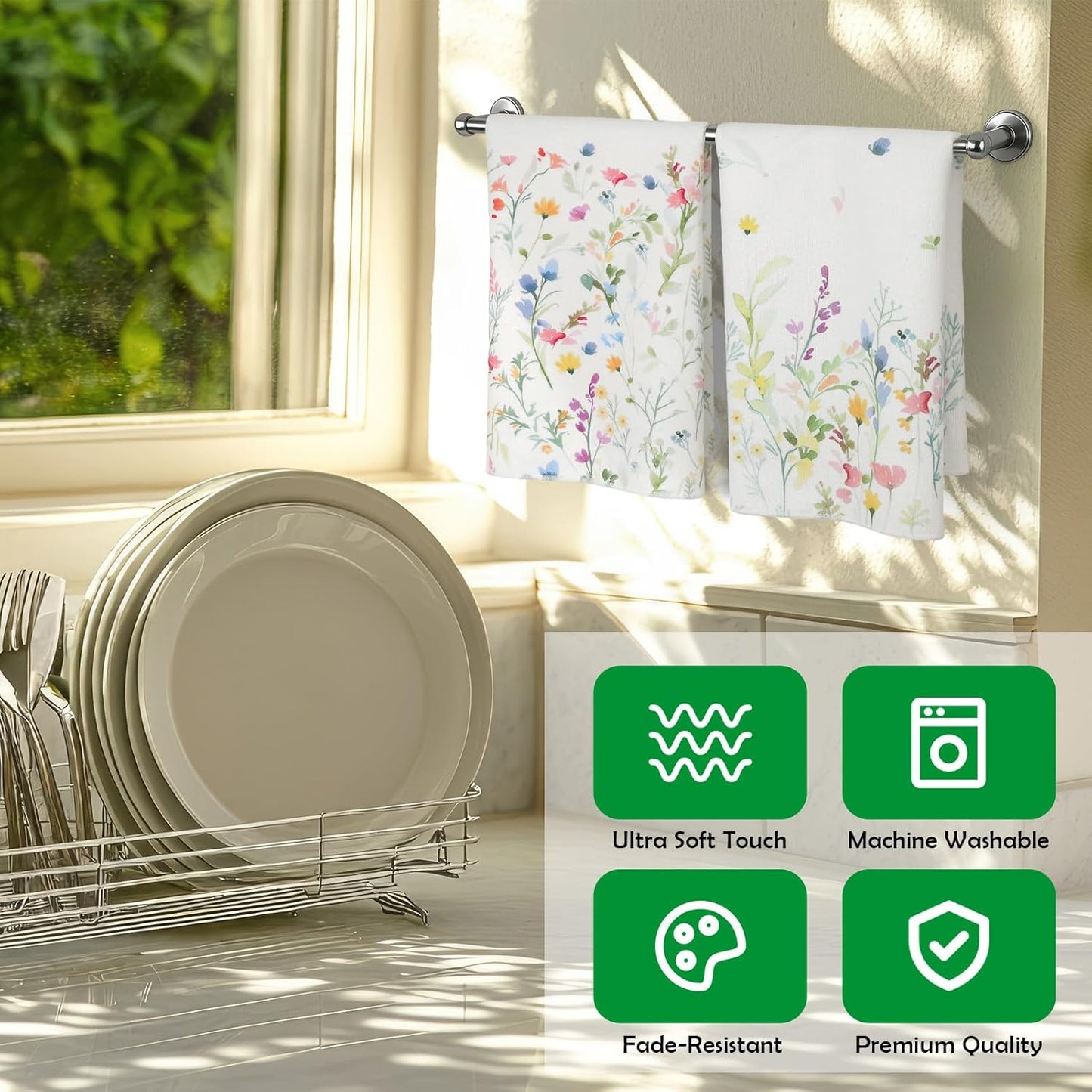 Toallas de cocina Spring Wildflower absorbentes para regalo de casa