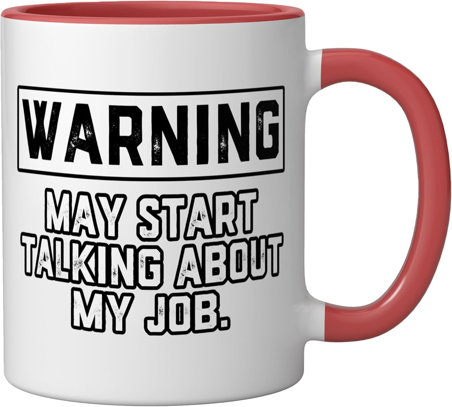 Taza Cerámica con Frase Trabajo Rojo/Blanco