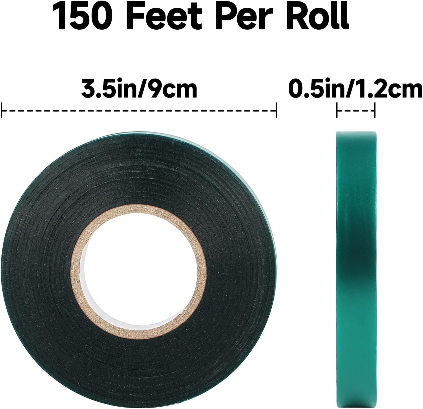 Rollo cinta elástica jardín 300pies 1/2pulg verde