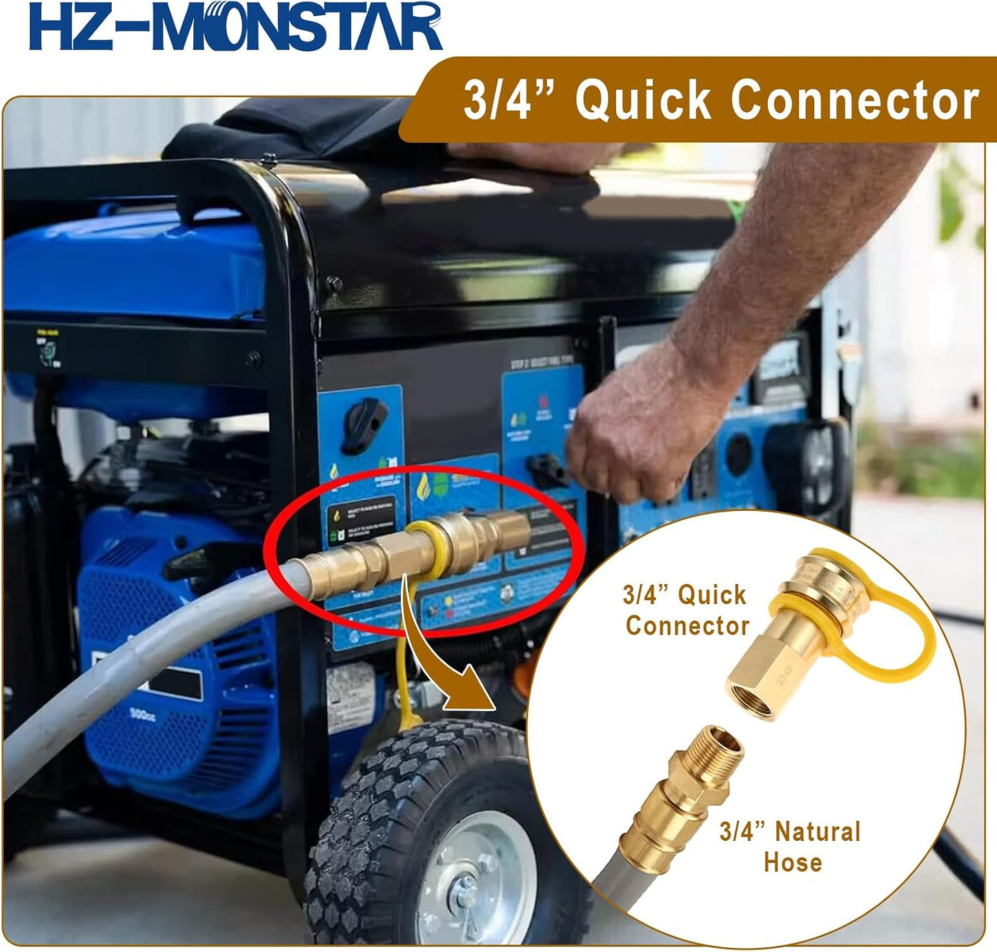Manguera propano 3/4pulg conector rápido gas natural generador