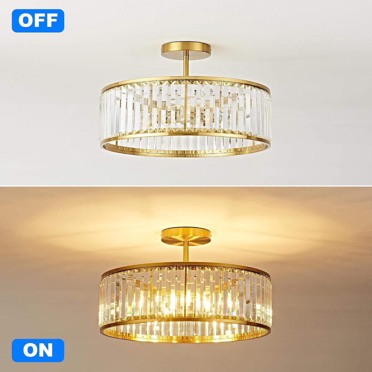 Candelabro cristal E12x6 cobre para techo redondo