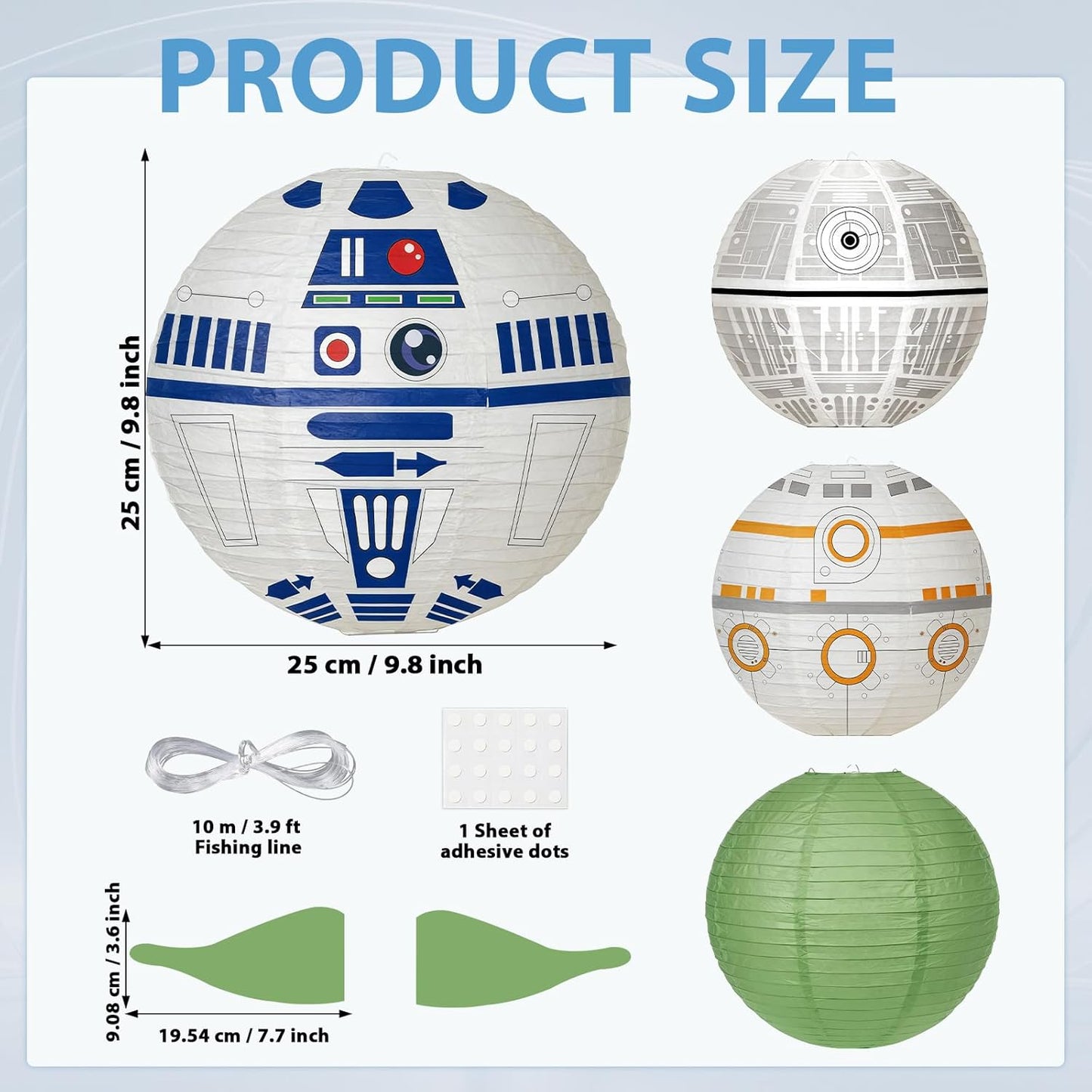 4 Linternas Papel Galaxy Wars Estrellas Negras
