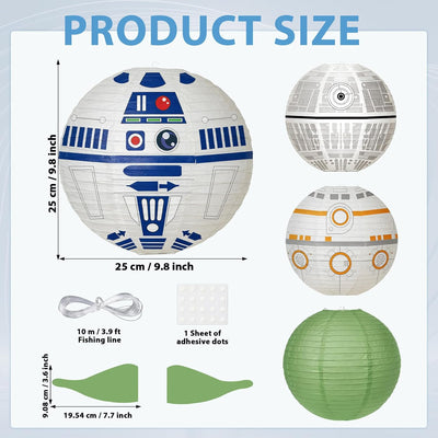 4 Linternas Papel Galaxy Wars Estrellas Negras