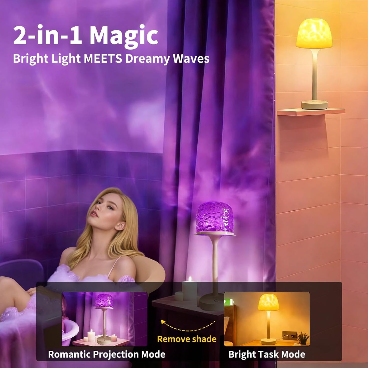 Lámpara ducha spa RGB inalámbrica proyector