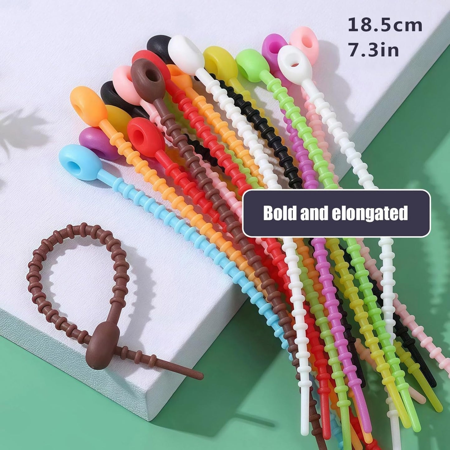 Bridas silicona reutilizables para cables y alimentos