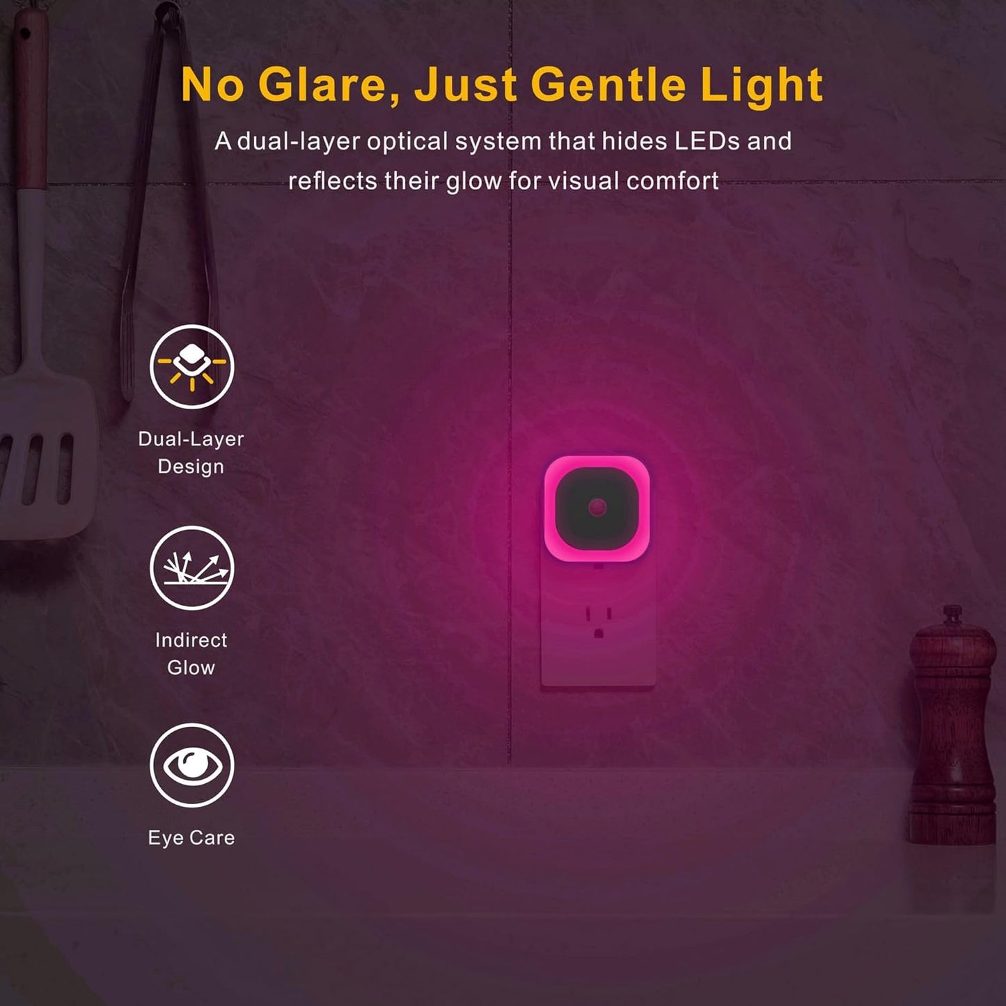 Luces nocturnas sensor movimiento amanecer rosa dormitorio