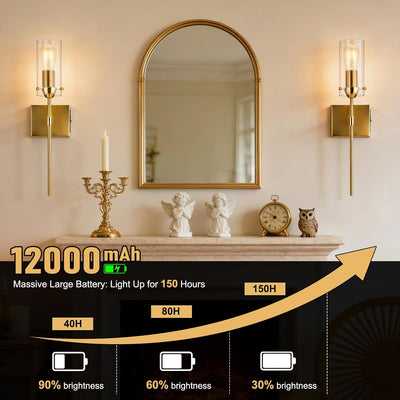 Aplique pared inalámbrico vidrio recargable con control remoto