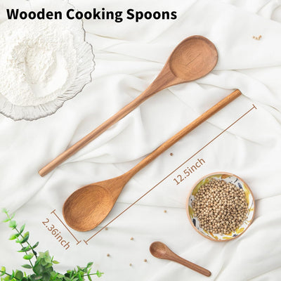 Cucharas de madera largas resistentes al calor para cocinar