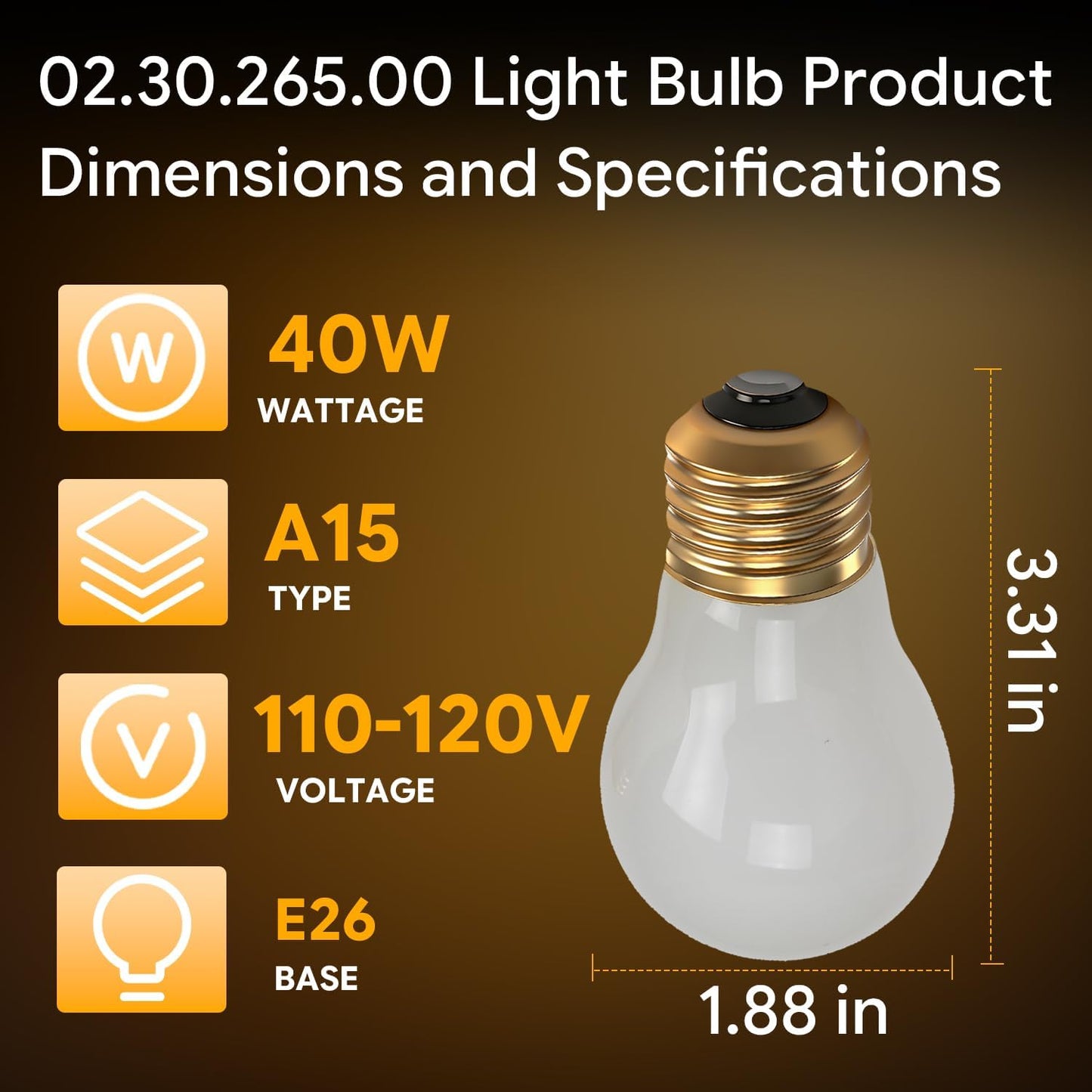 Lámpara calor alta temp E26 120V 40W comp Hatco