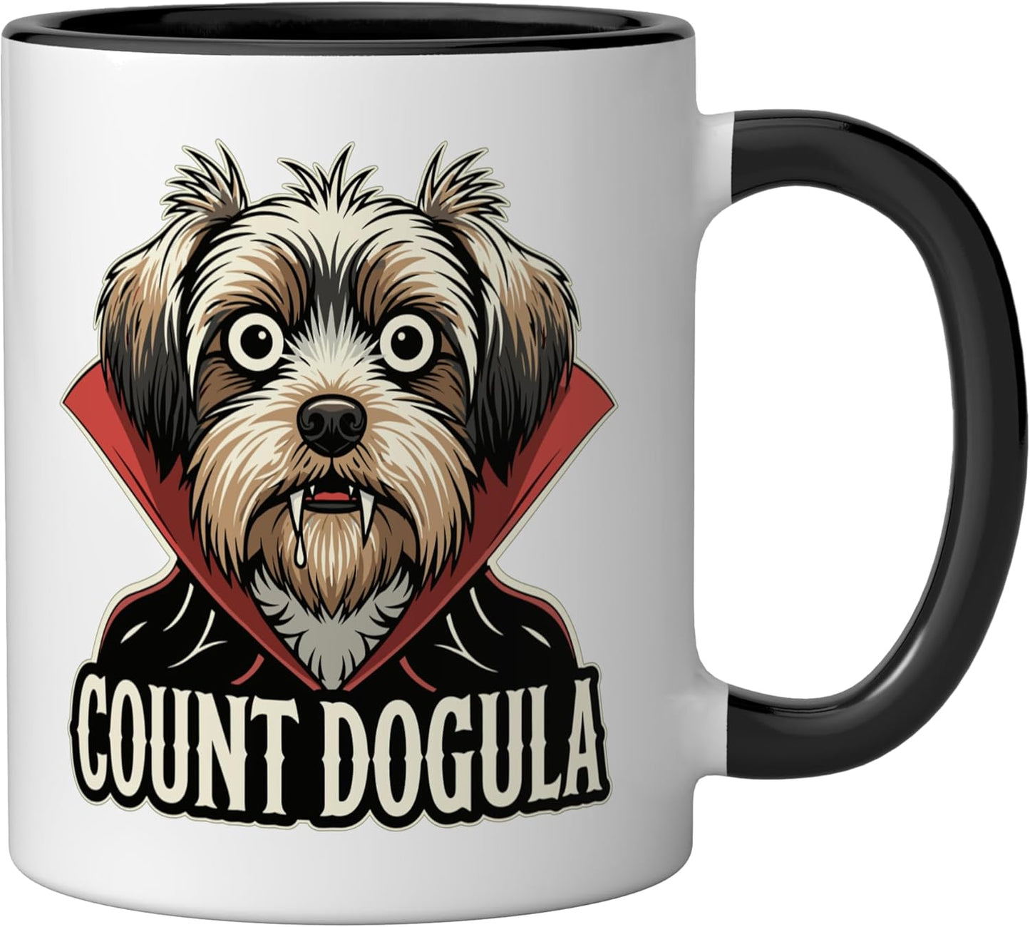 Taza cerámica para perros temática Halloween negra/blanca