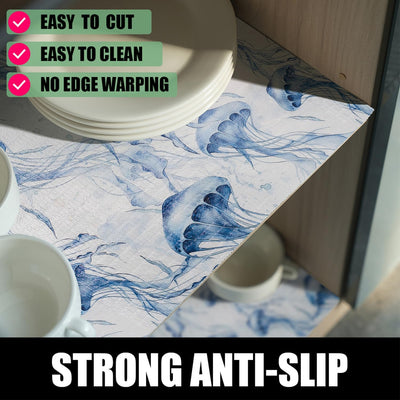 Revestimiento de cajón azul medusa para armarios cocina no adhesivo impermeable