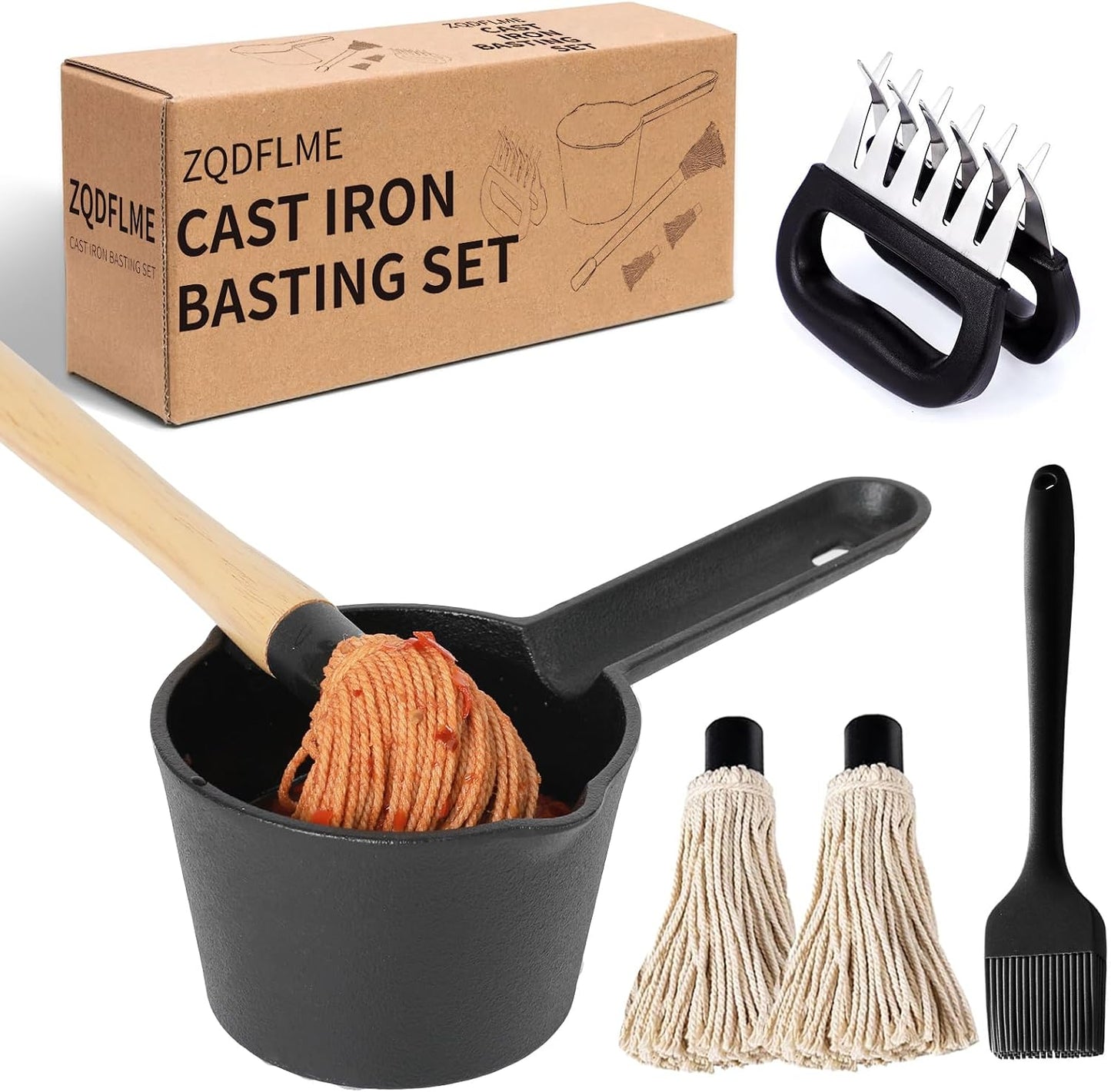 Juego 8 cepillos para barbacoa y olla hierro fundido
