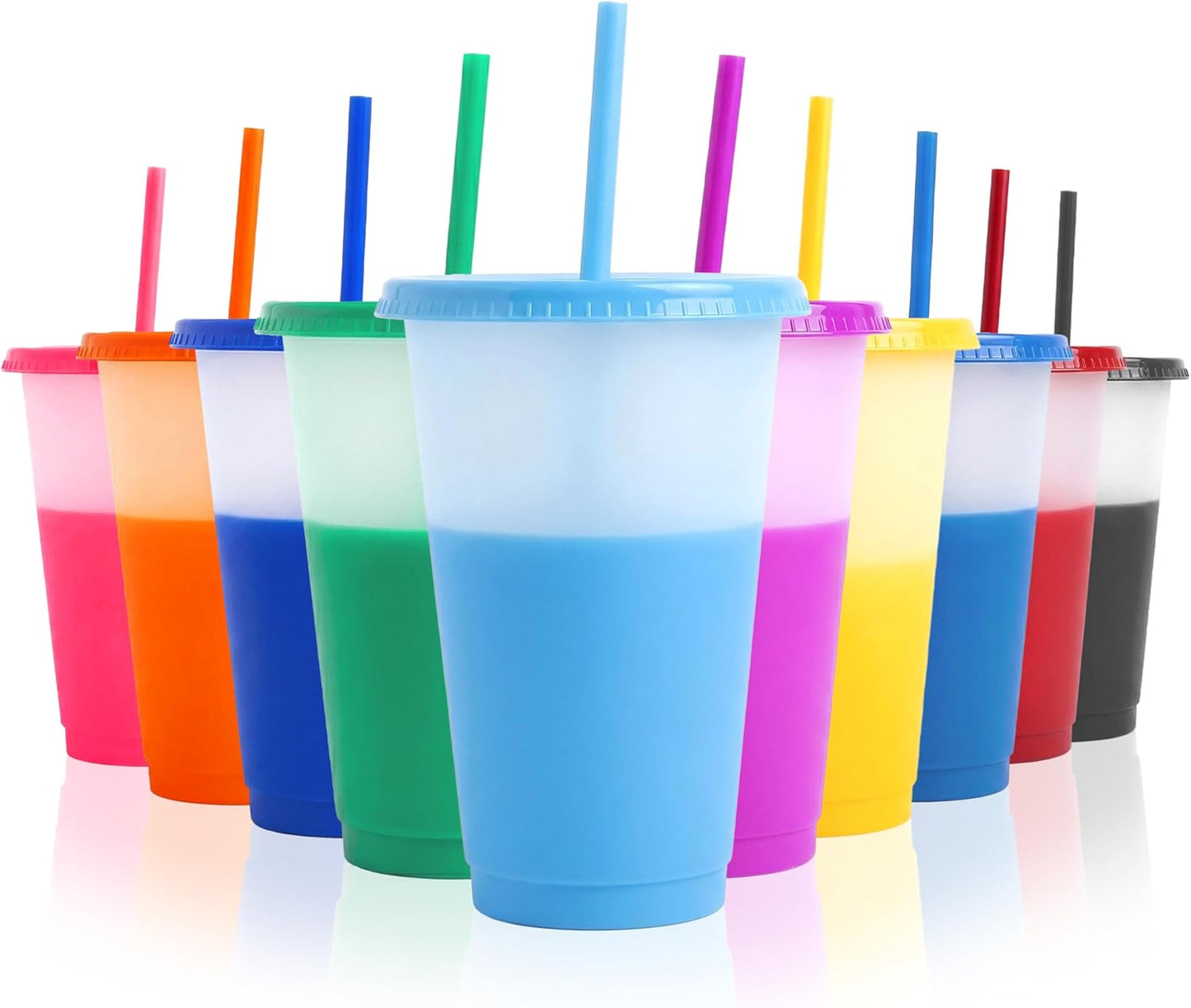 Vasos reutilizables que cambian de color 16 oz con tapas y pajitas