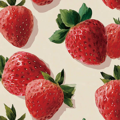 Papel tapiz fresas autoadhesivo 17.5x10pulg rojo beige