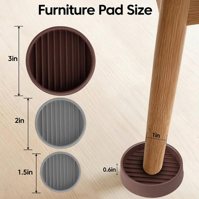 Almohadillas antiderrap goma para muebles 3x3pulg marrón