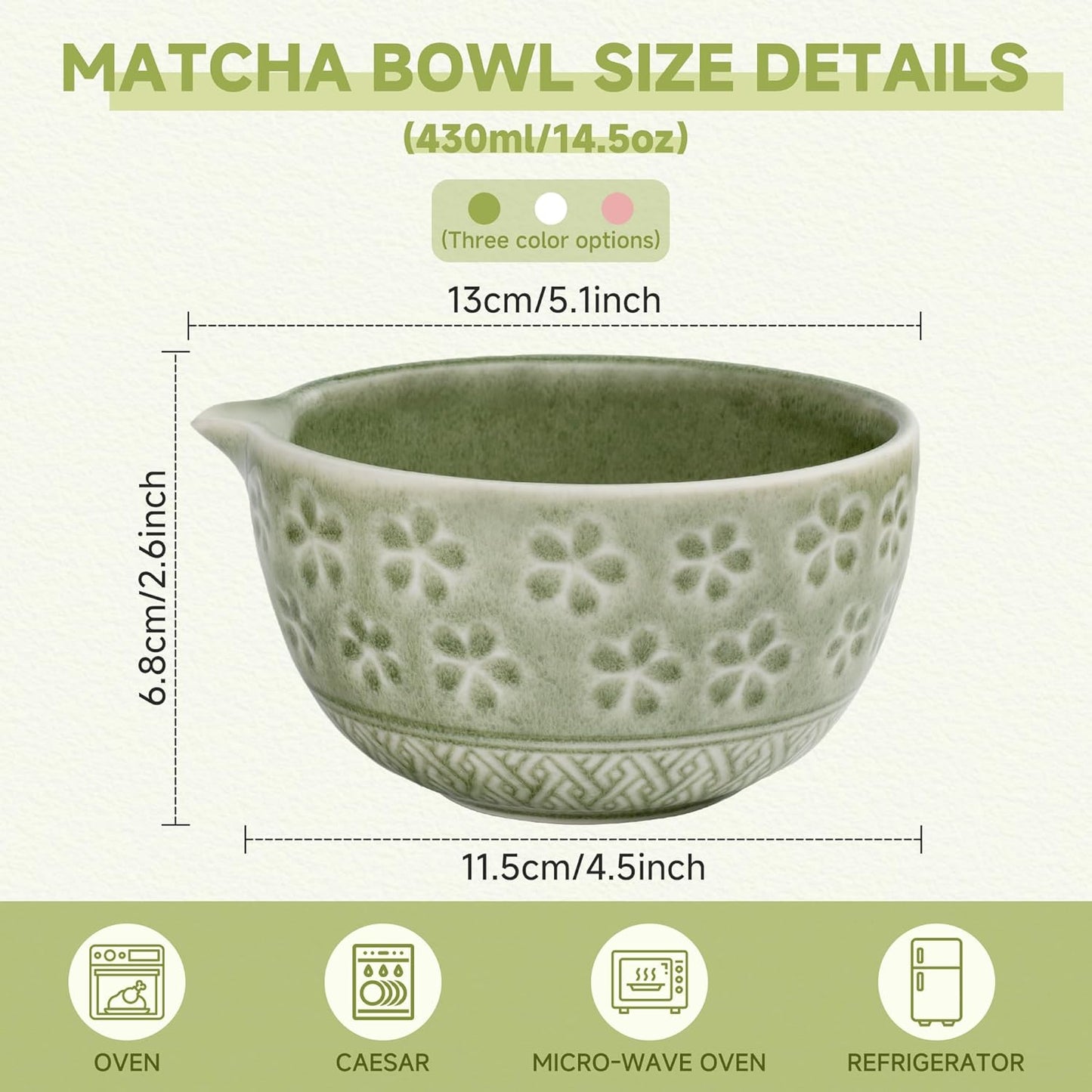 Cuenco de matcha cerámica con boquilla para mezclar té verde