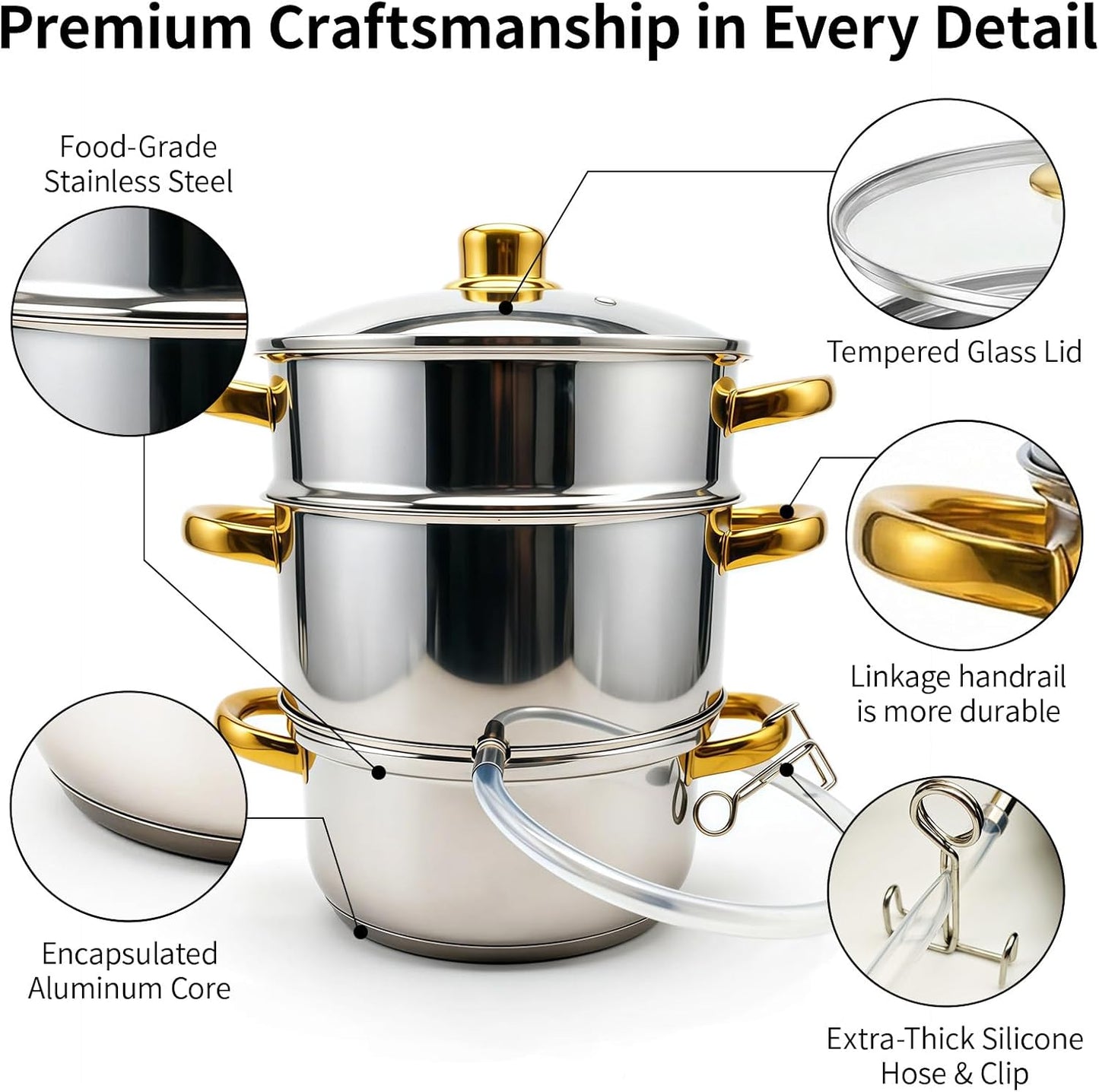 Exprimidor vapor acero inox 5qt con tapa vidrio manguera