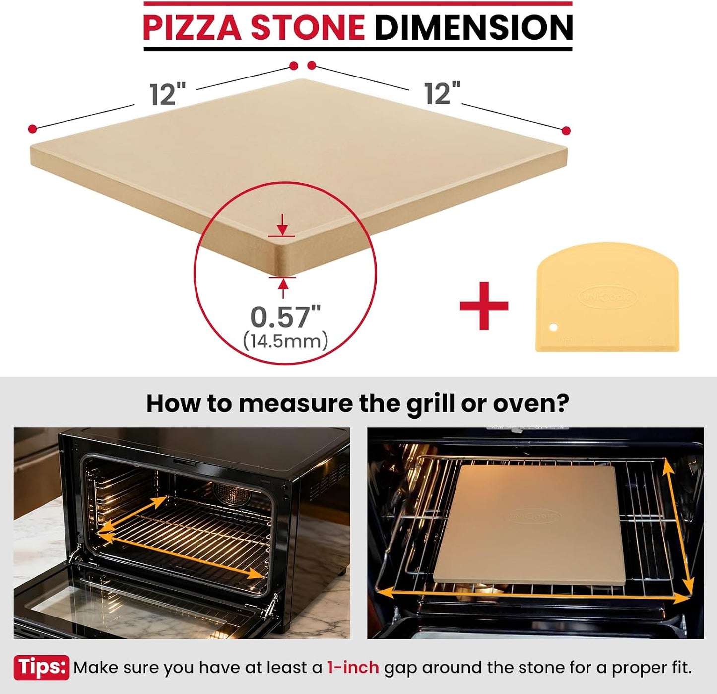 Piedra para pizza 12pulg cuadrada hornear pan galletas
