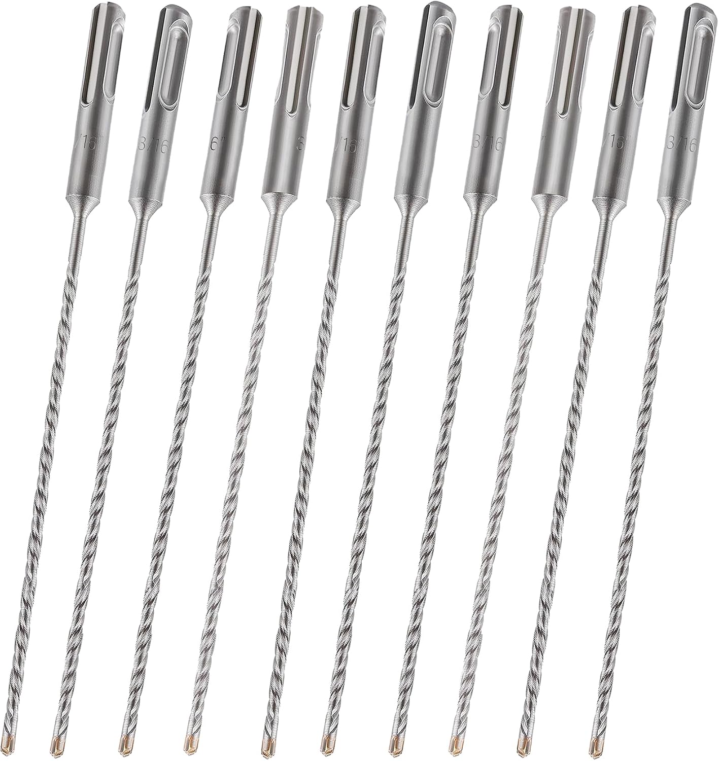 Set 10 Brocas SDS Plus 3/16" x 12" Carburo Paredes