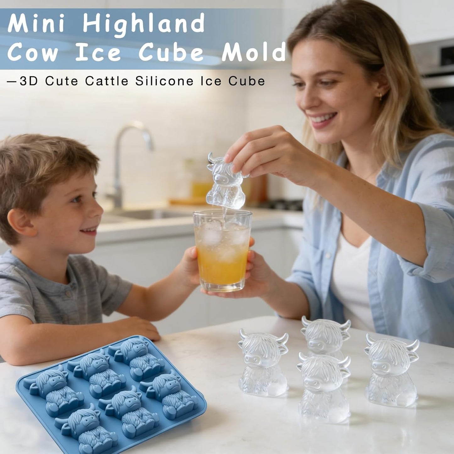 Mini molde de silicona para cubos de hielo de vaca 3D