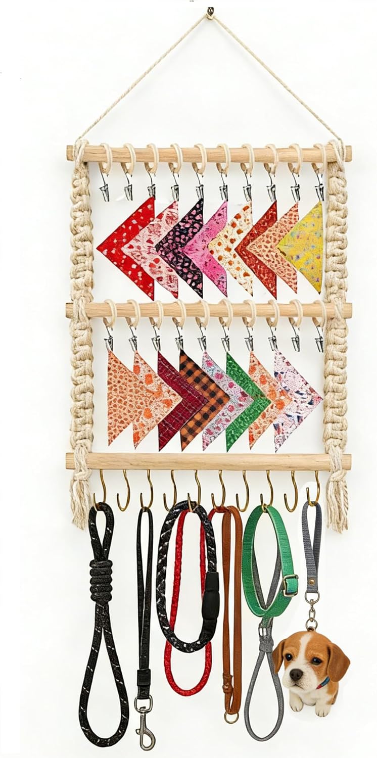 Soporte bandana perro macramé para colgar