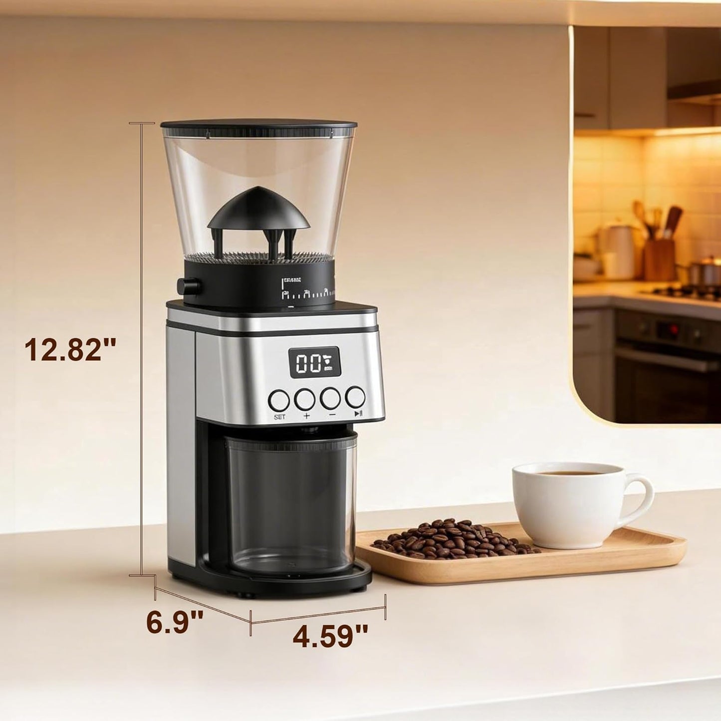 Molinillo café eléctrico cónico 30 tamaños molienda