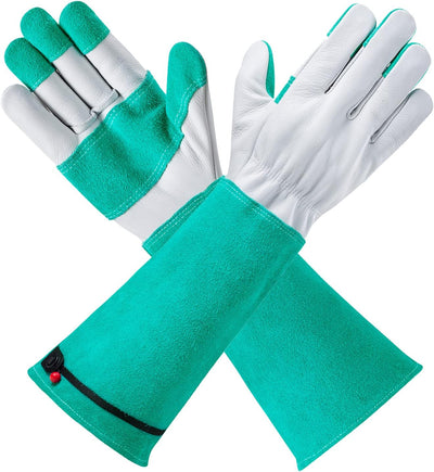 Guantes jardinería cuero vacuno con manga ajustable antideslizante