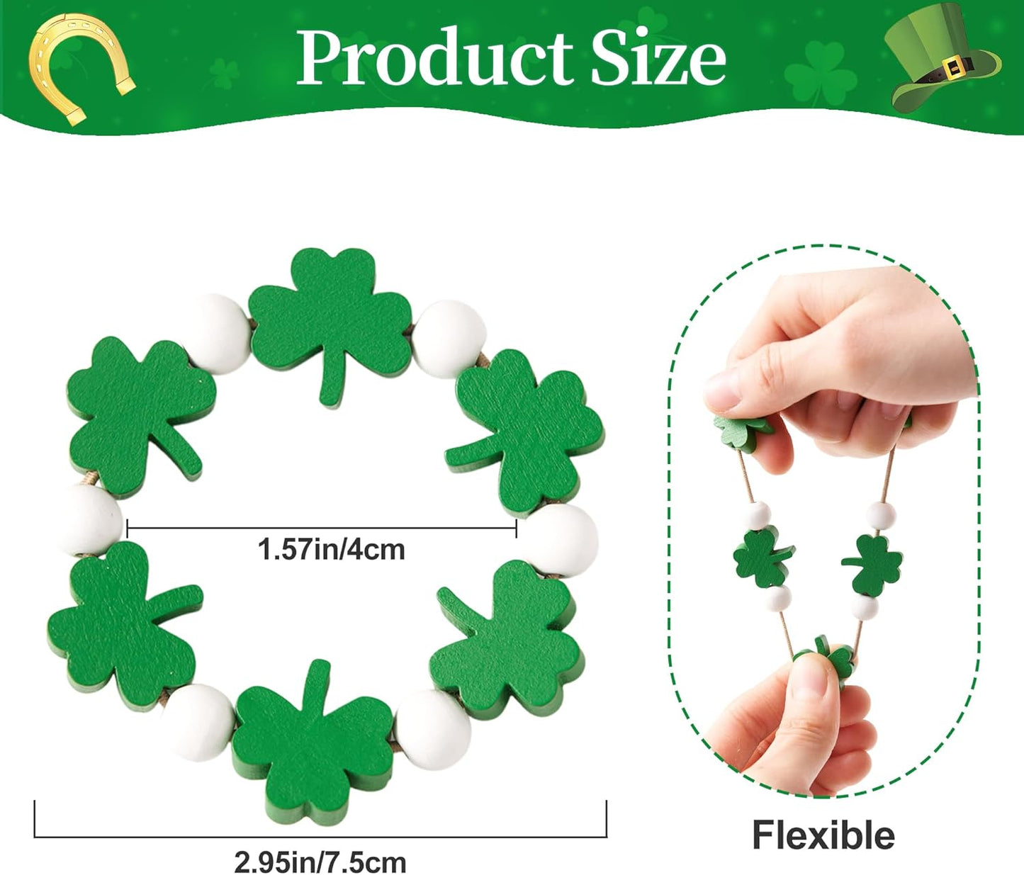Juego de 6 servilleteros de trébol de madera para San Patricio