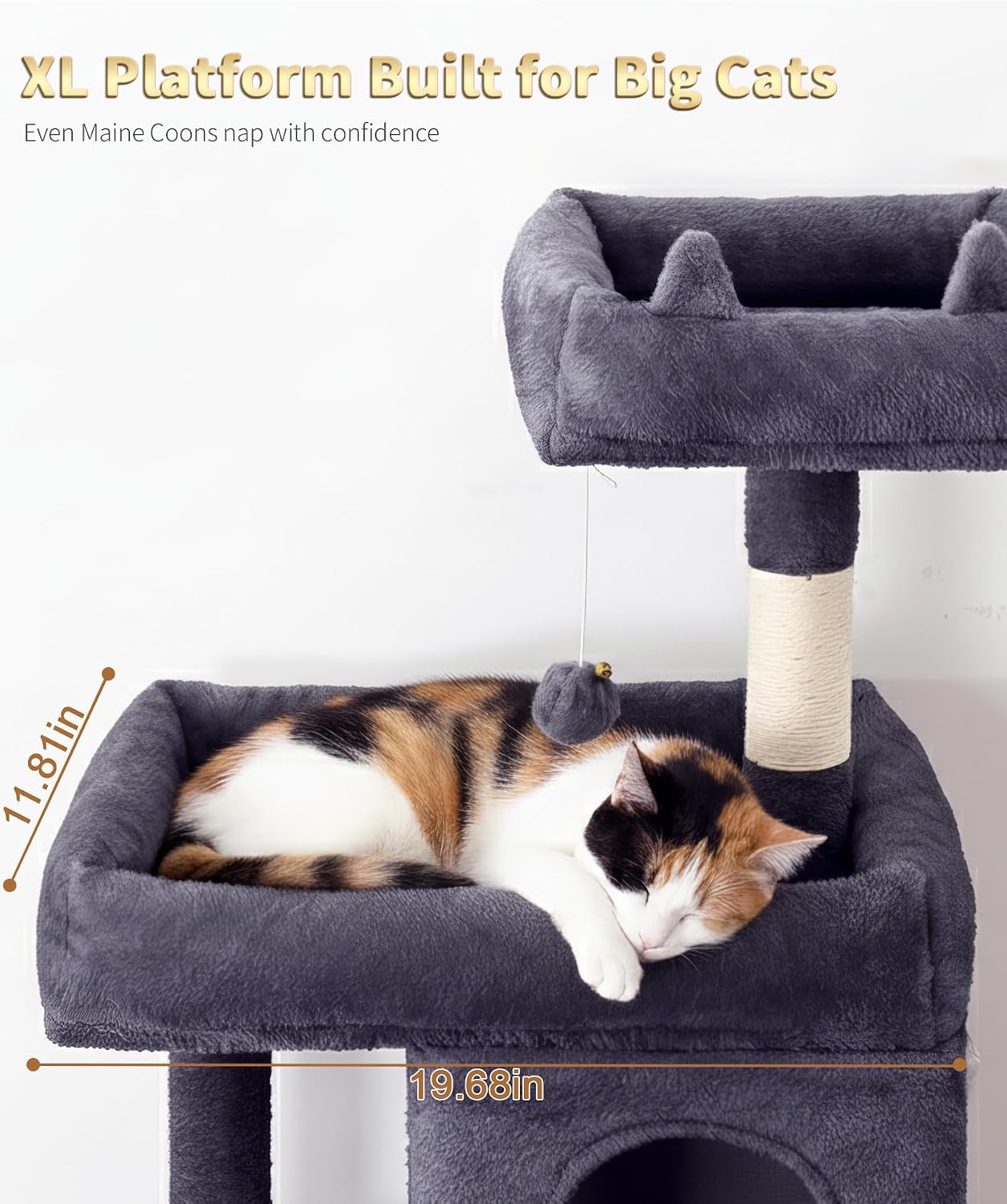 Árbol gato 68pulg sisal percha superior gris oscuro