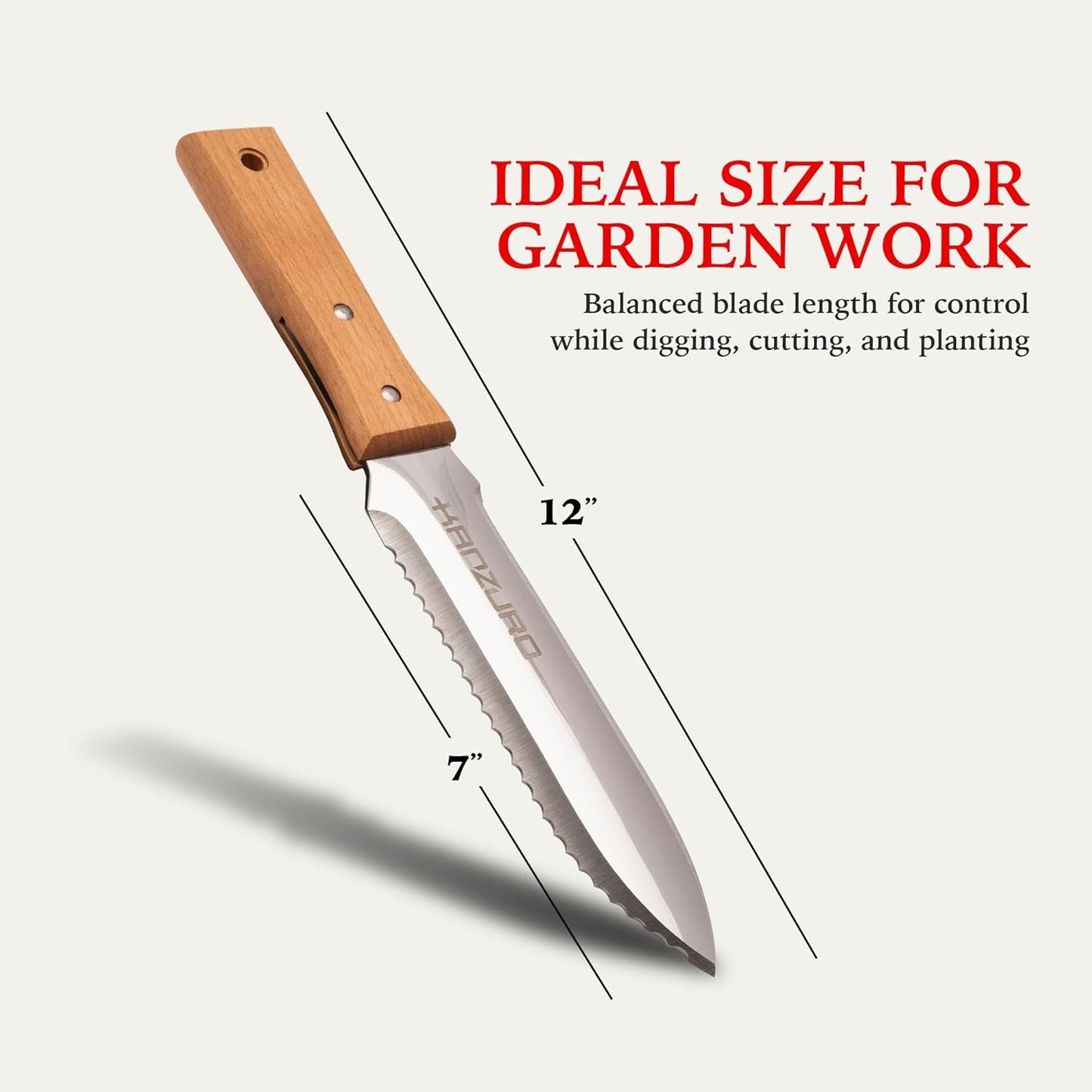 Cuchillo Jardín Acero Inox Mango Madera Funda Plateado