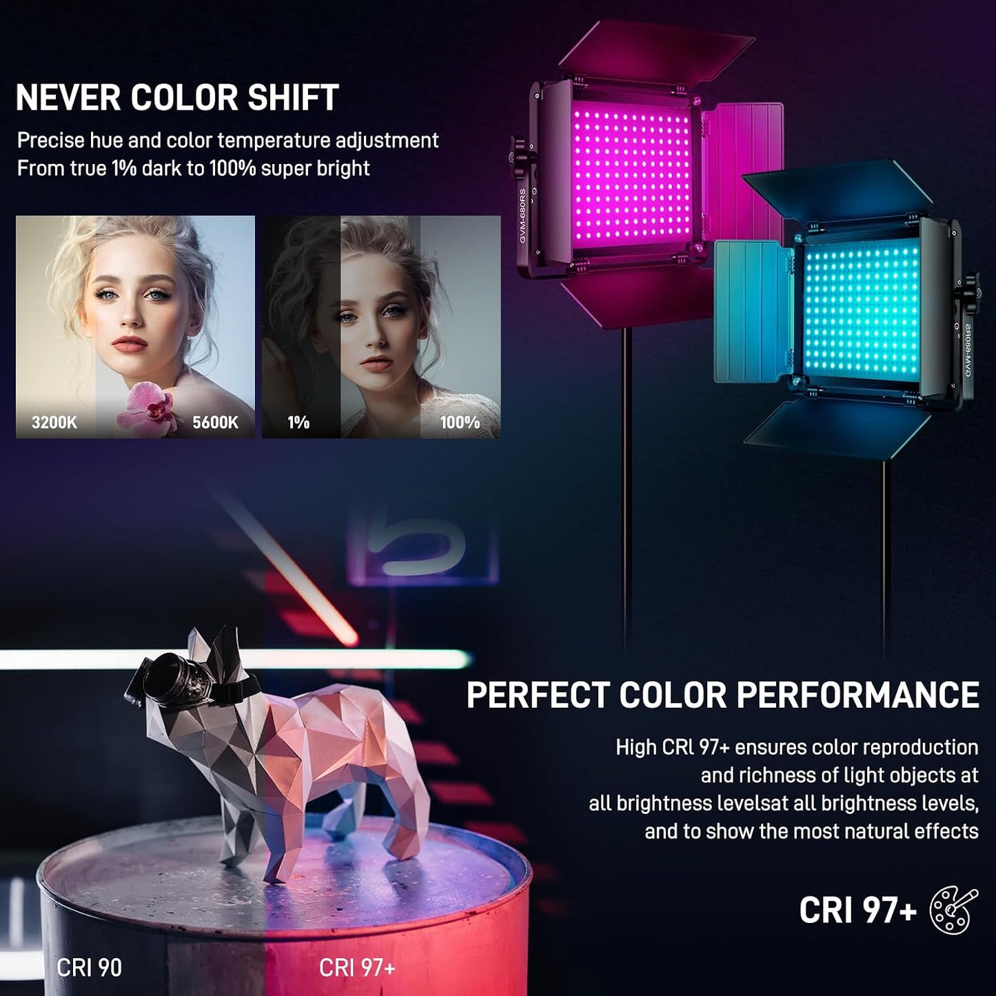 Luz LED RGB con control Bluetooth 50W para estudio YouTube