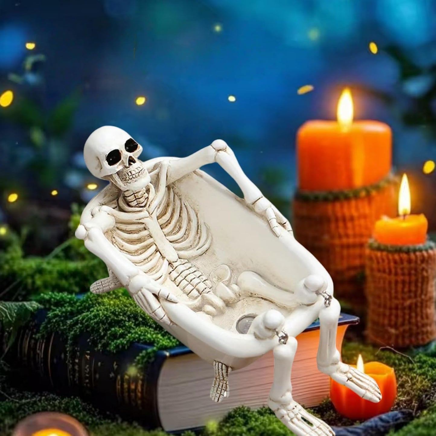 Macetero esqueleto Halloween con agujero para suculentas
