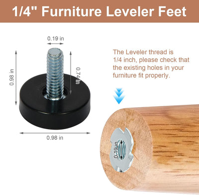 4 Patas Niveladoras Rosca 1/4pulg para Muebles