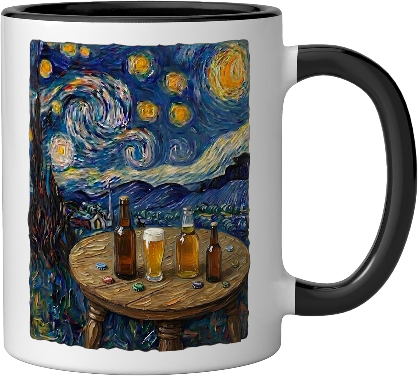 Taza Cerámica para Cerveza Exterior Negro/Blanco