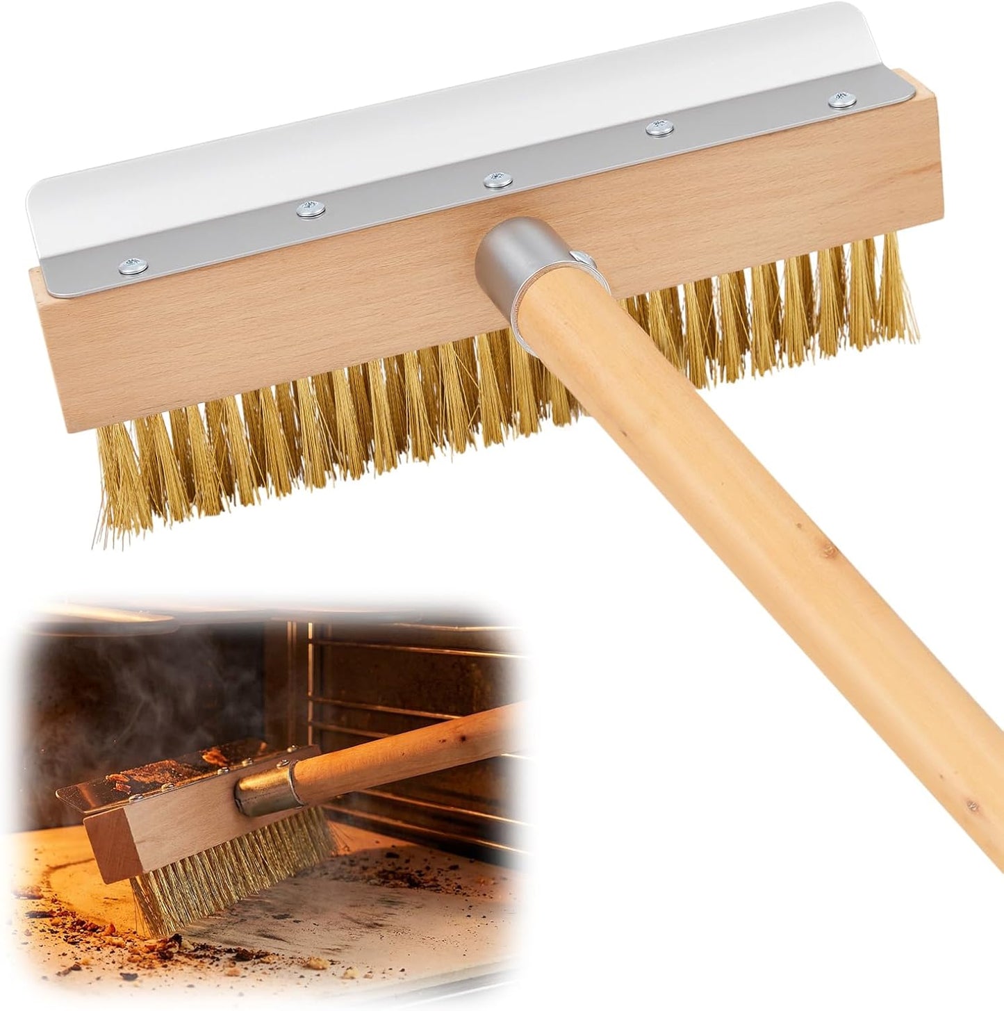 Cepillo horno pizza 37pulg madera con raspador acero