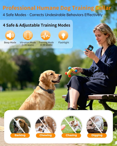 Collar choque perros 10-120lb 2000pies IPX7 recargable