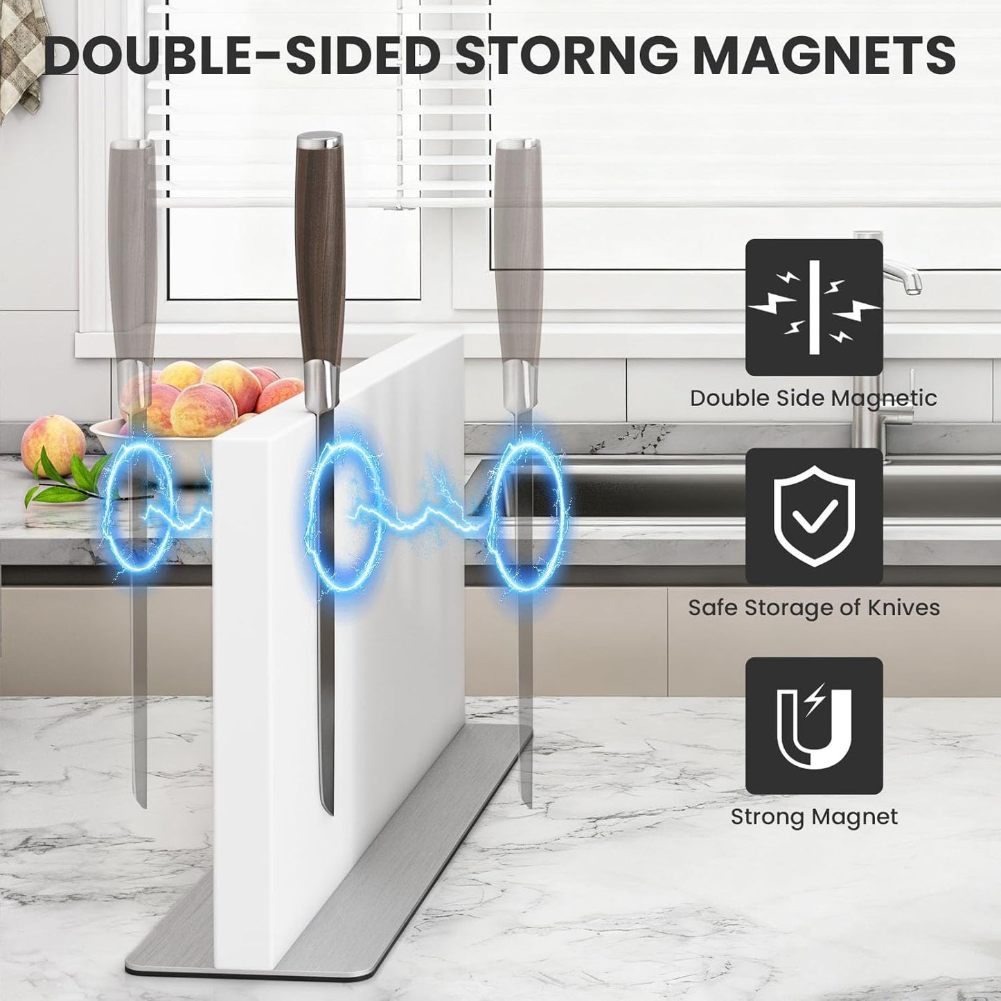 Bloque magnético cuchillos acero inox doble cara
