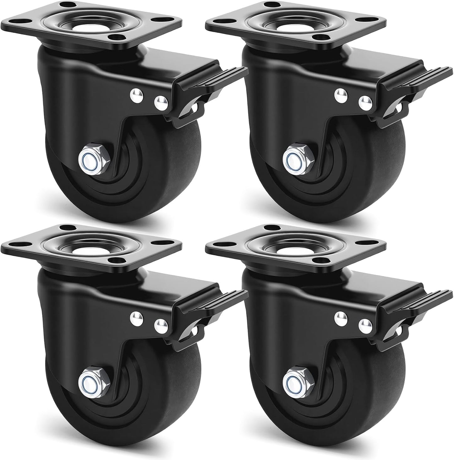 Set 4 Ruedas 4pulg Grado Industrial 7000lb Giratorias con Freno